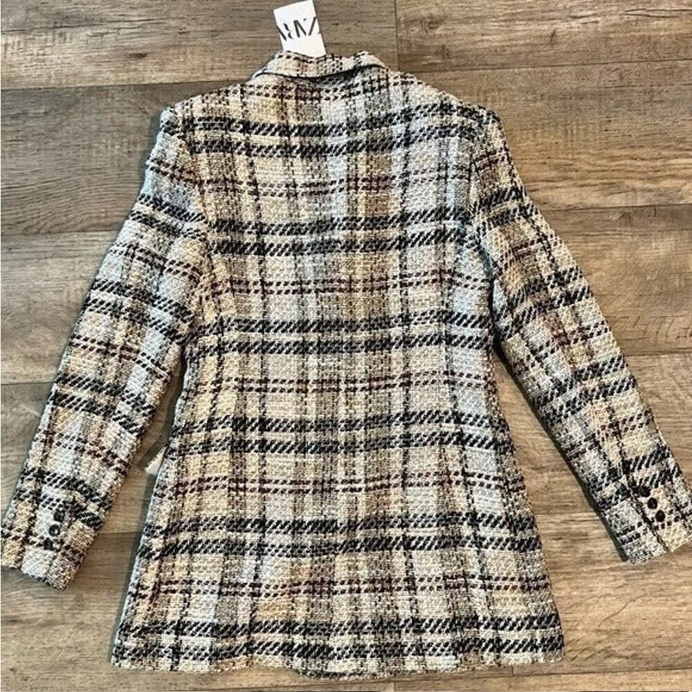 ZARA Wool-Blend Double Breasted Plaid Blazer NWT - Picture 16 of 16